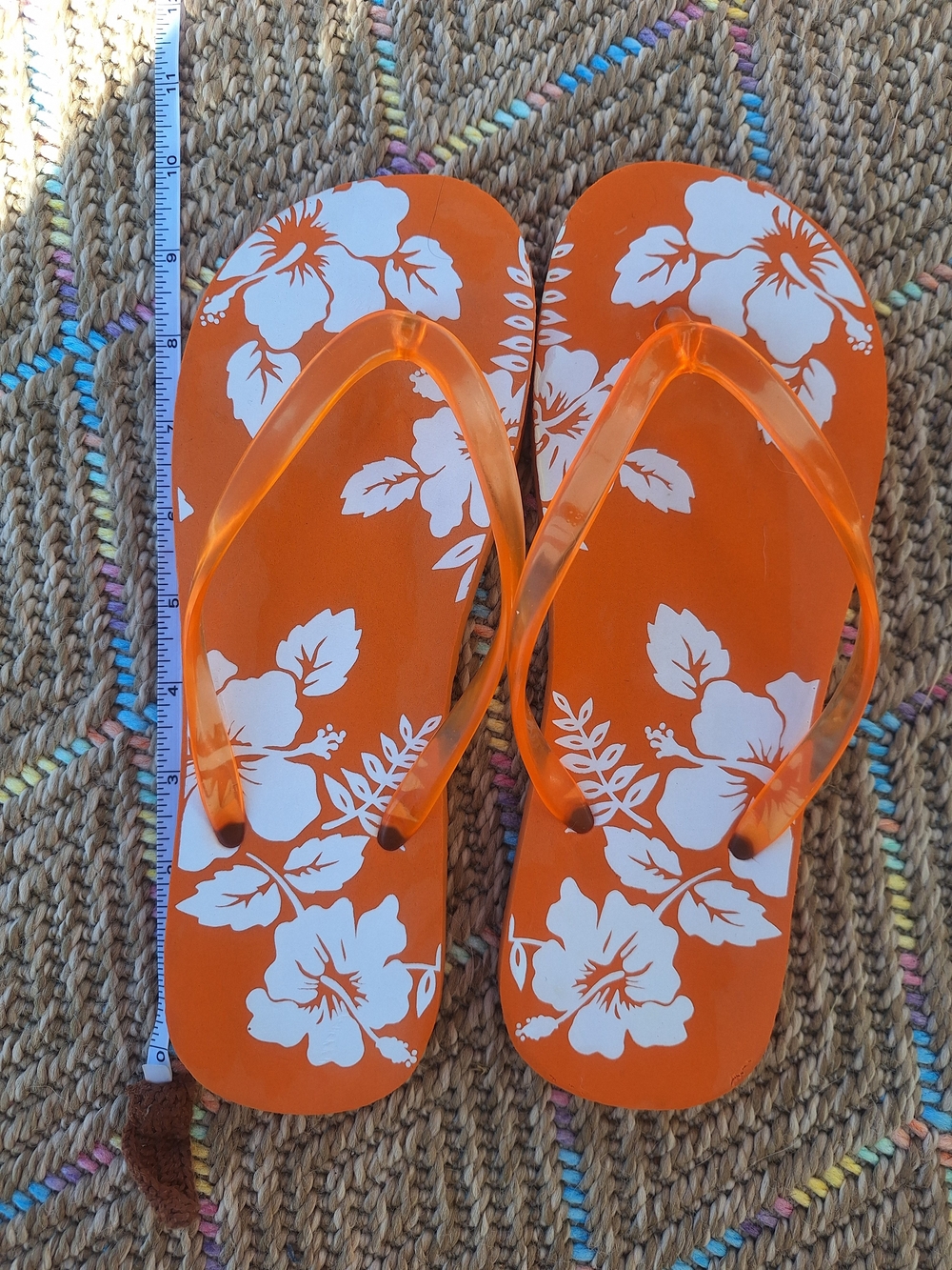Vintage Never Worn Sand N Sun Orange Floral Flip Flops